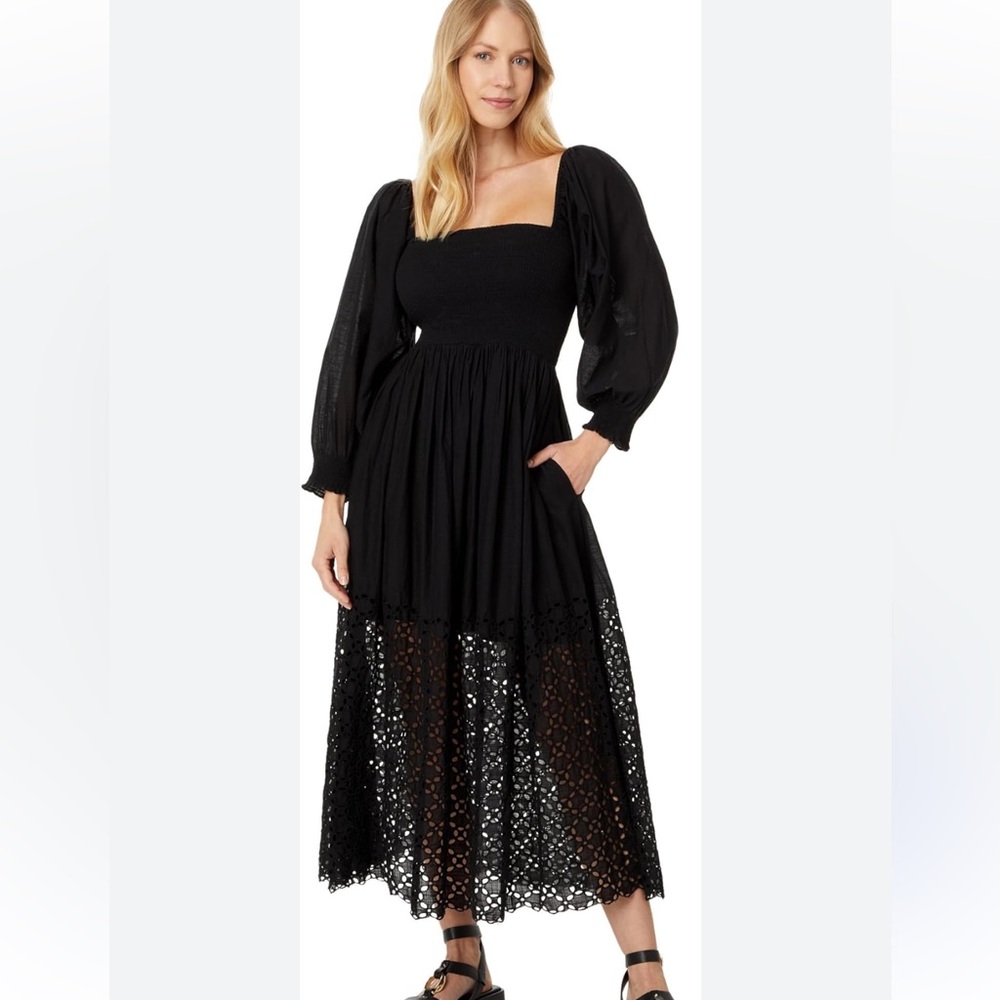 NEW Free people Perfect Storm
SmockedEyelet Long Sleeve Midi Dress
